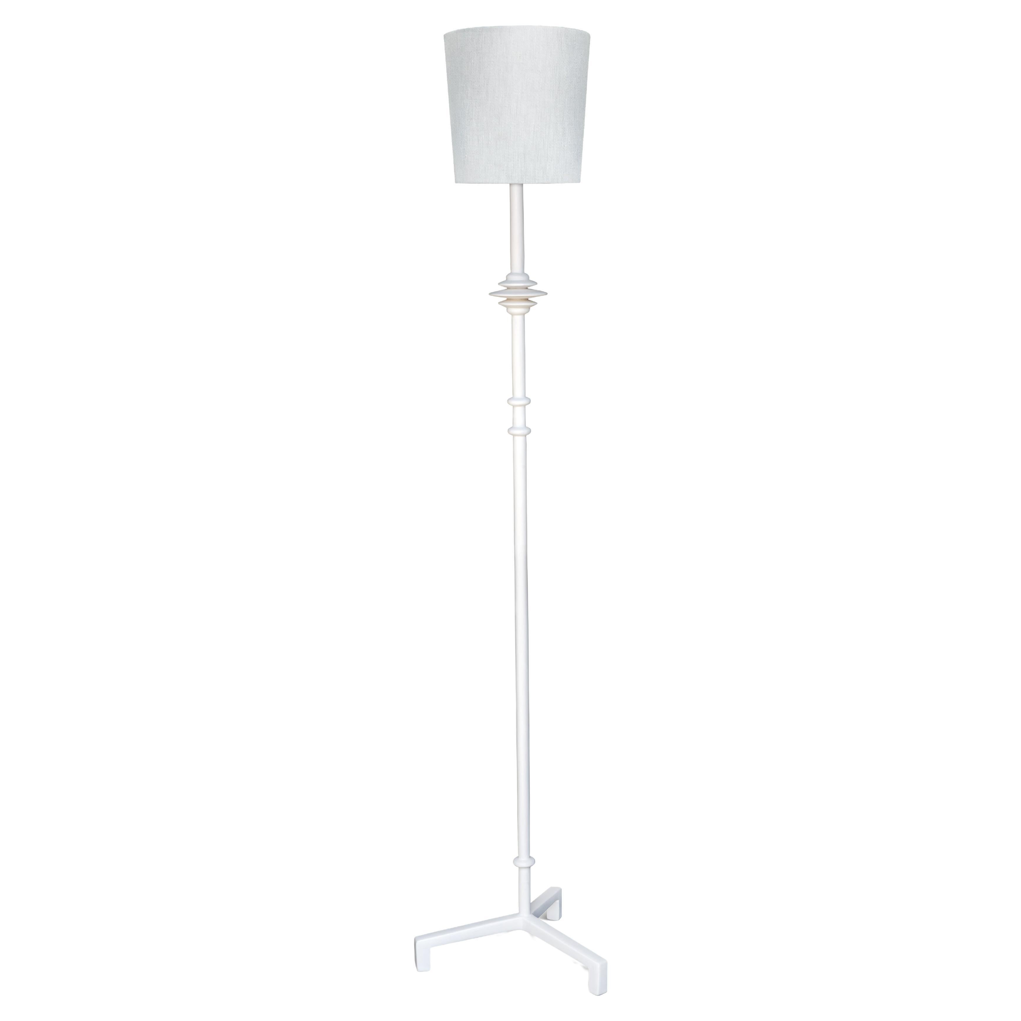 Small “Mittis” Floor Lamp, White Plaster Finish For Sale