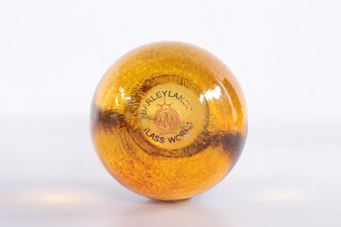 Italian Small Model Murano Glass Paperweight Peach Orange Ball, 1970 Barleylands Glass For Sale