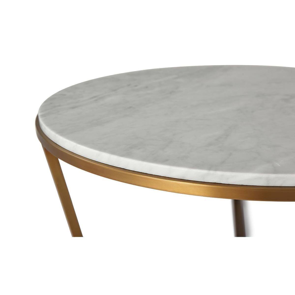 Small Modern Marble Top Cocktail Table In New Condition For Sale In Westwood, NJ