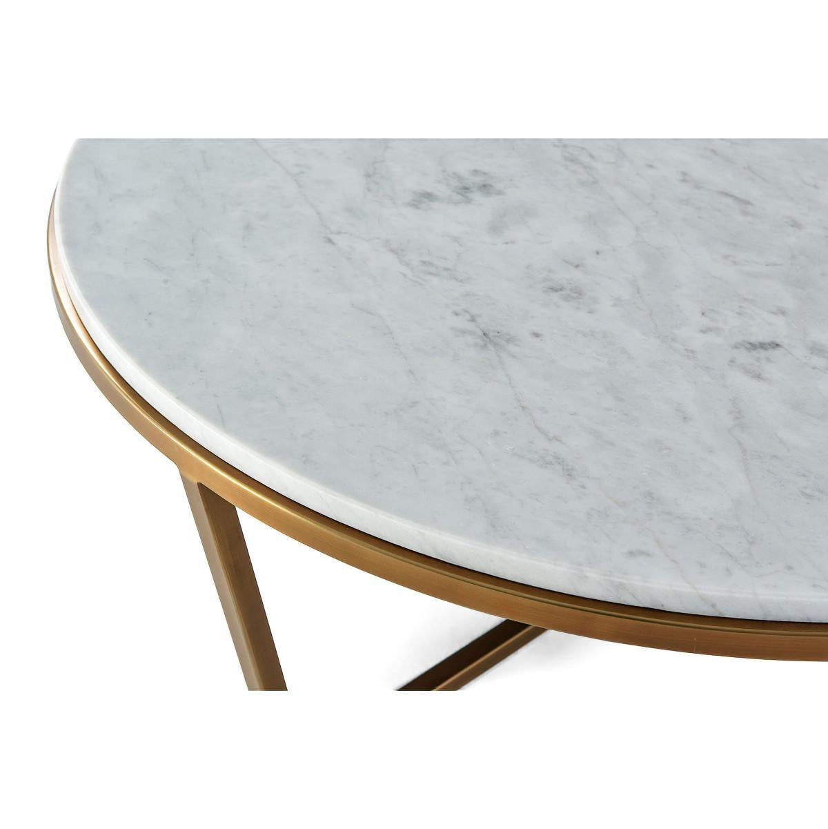 Contemporary Small Modern Marble Top Cocktail Table For Sale