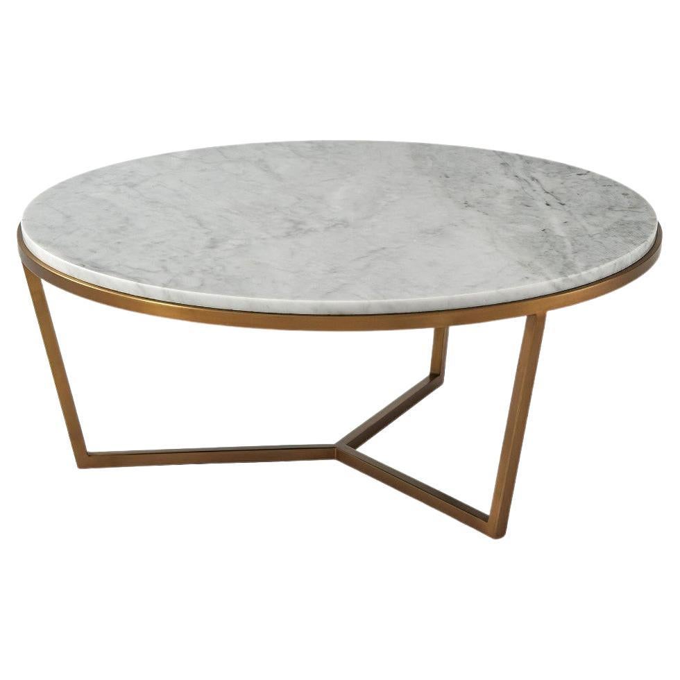 Petite table à cocktail moderne à plateau en marbre