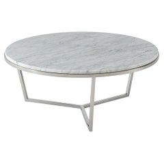 Small Modern Marble Top Cocktail Table - Nickel