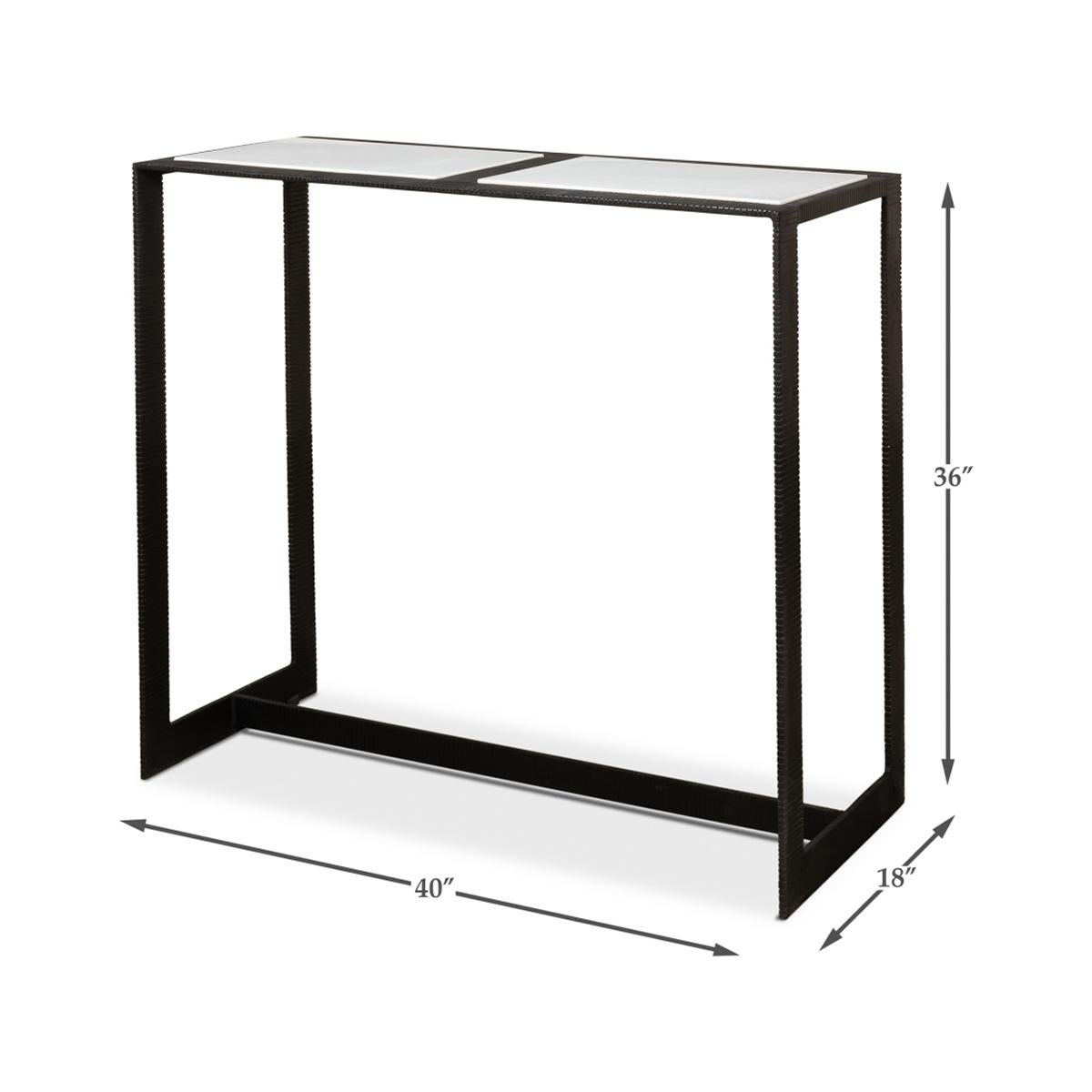 Small Modern Marble Top Iron Console Table For Sale 5