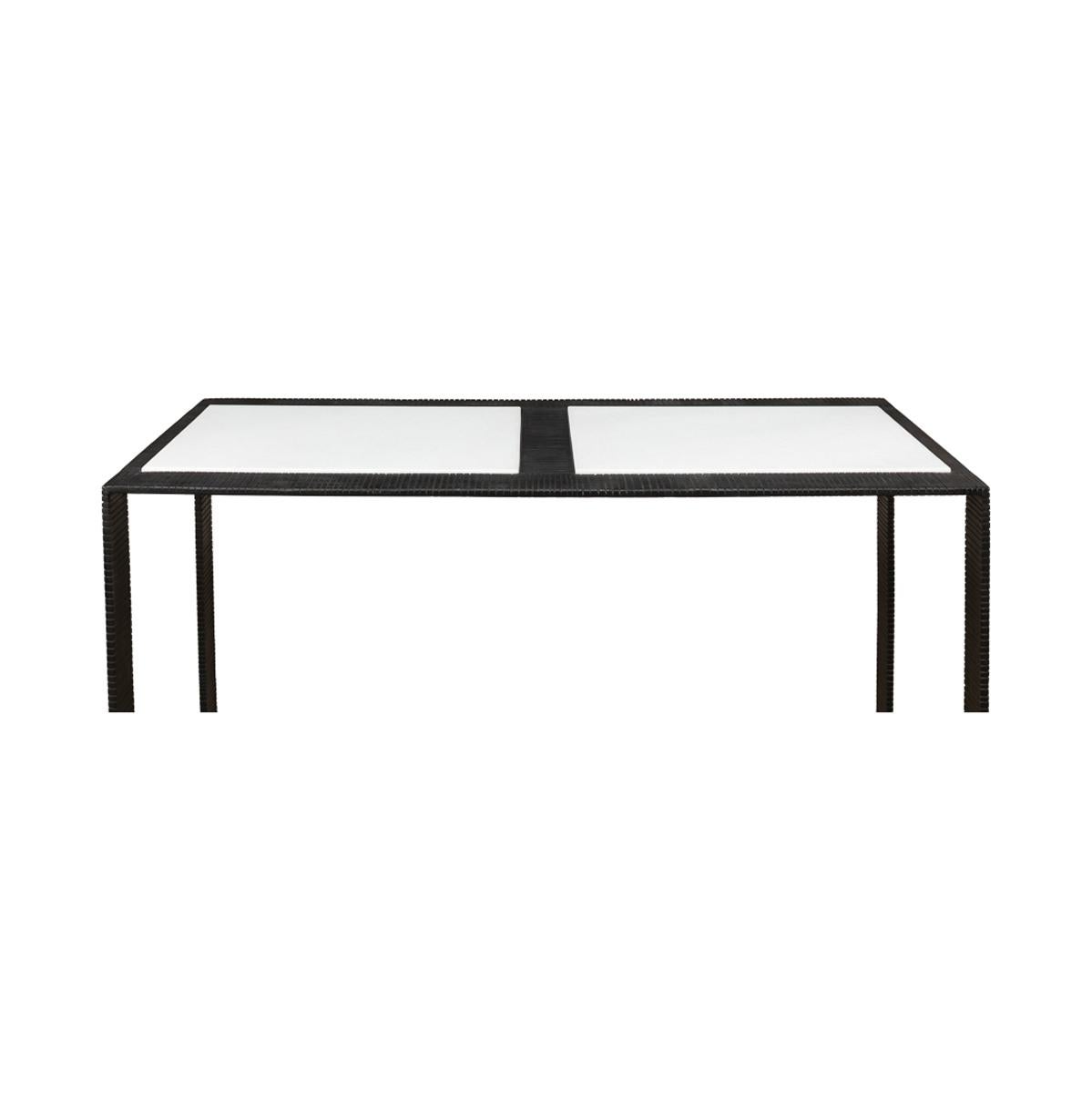 Small Modern Marble Top Iron Console Table In New Condition For Sale In Westwood, NJ