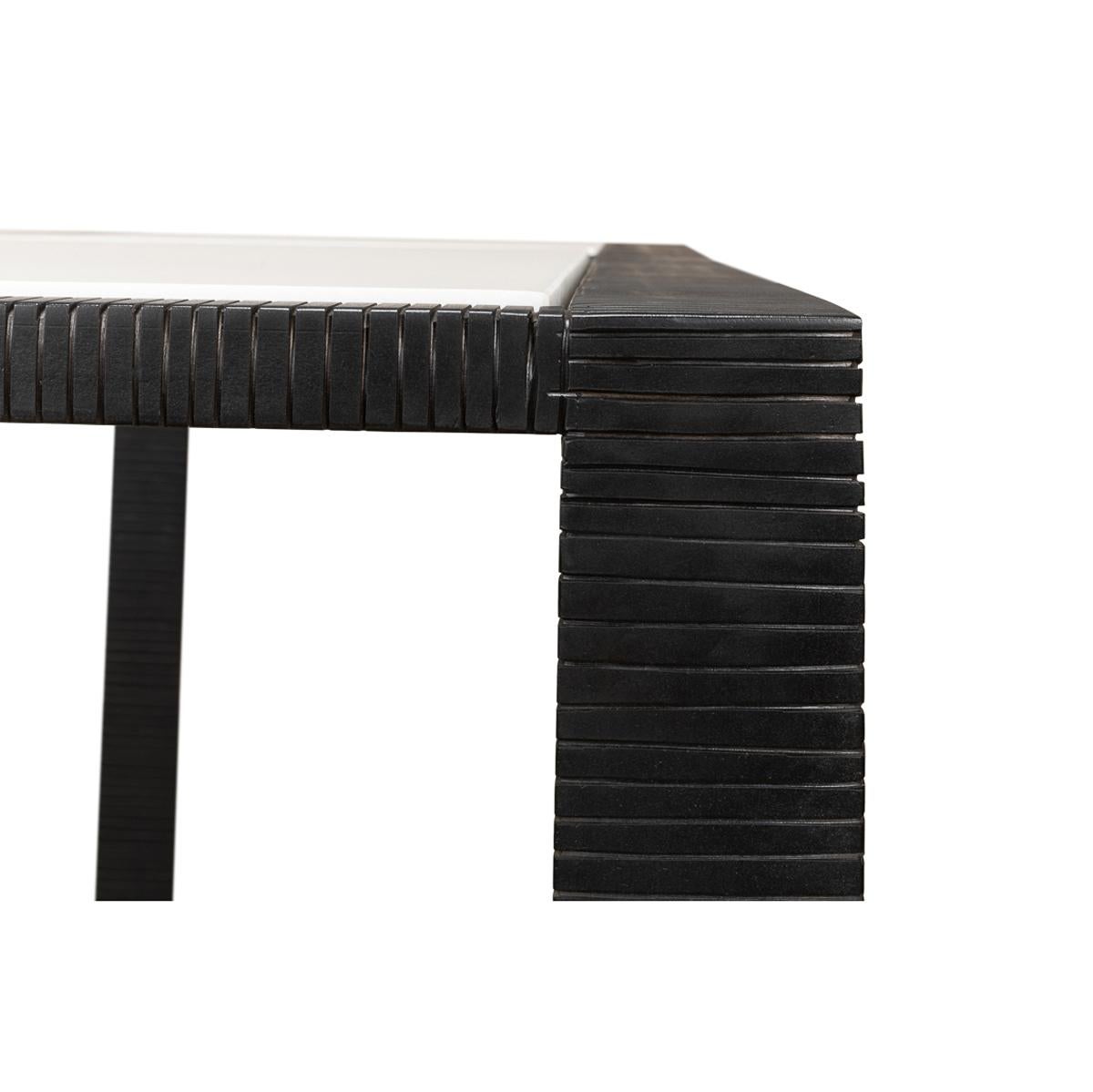 Small Modern Marble Top Iron Console Table For Sale 2