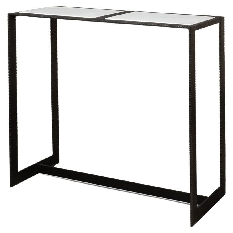 Small Modern Marble Top Iron Console Table For Sale