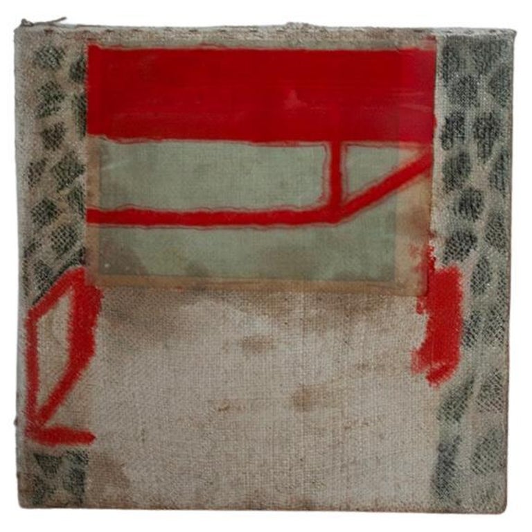 Contemporary Modern Mixed Media Artwork Colourfull Square Small Scale Painting For Sale