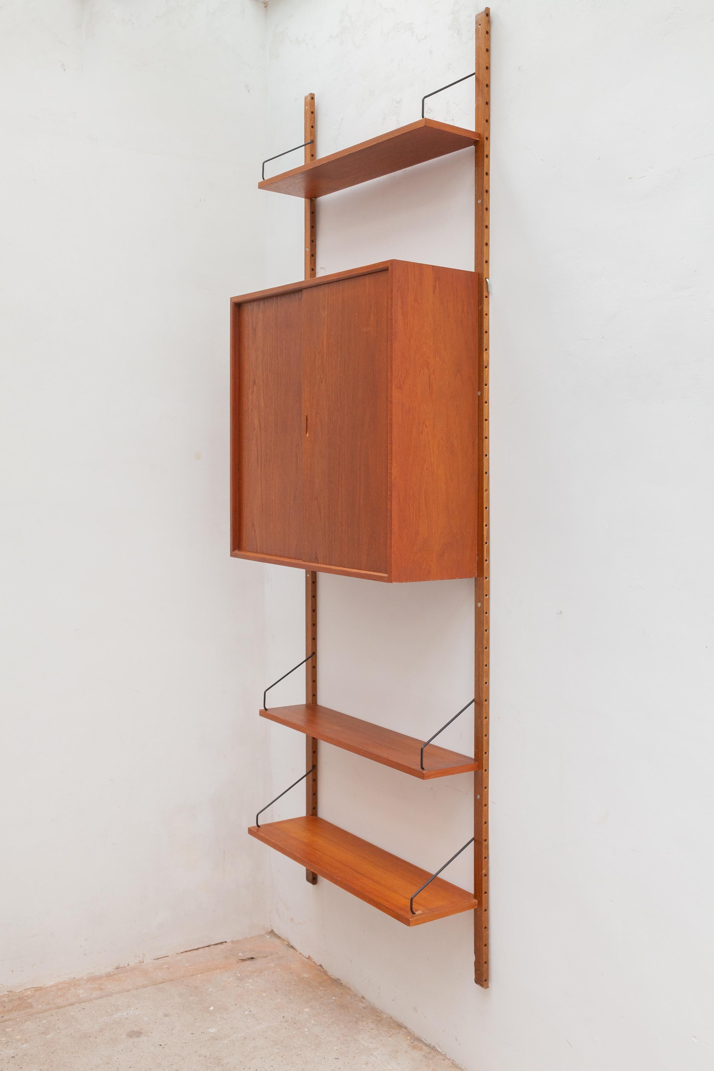 Hand-Crafted Small Modern Modular Teak Wall Unit by Poul Cadovius for Cado 1960's