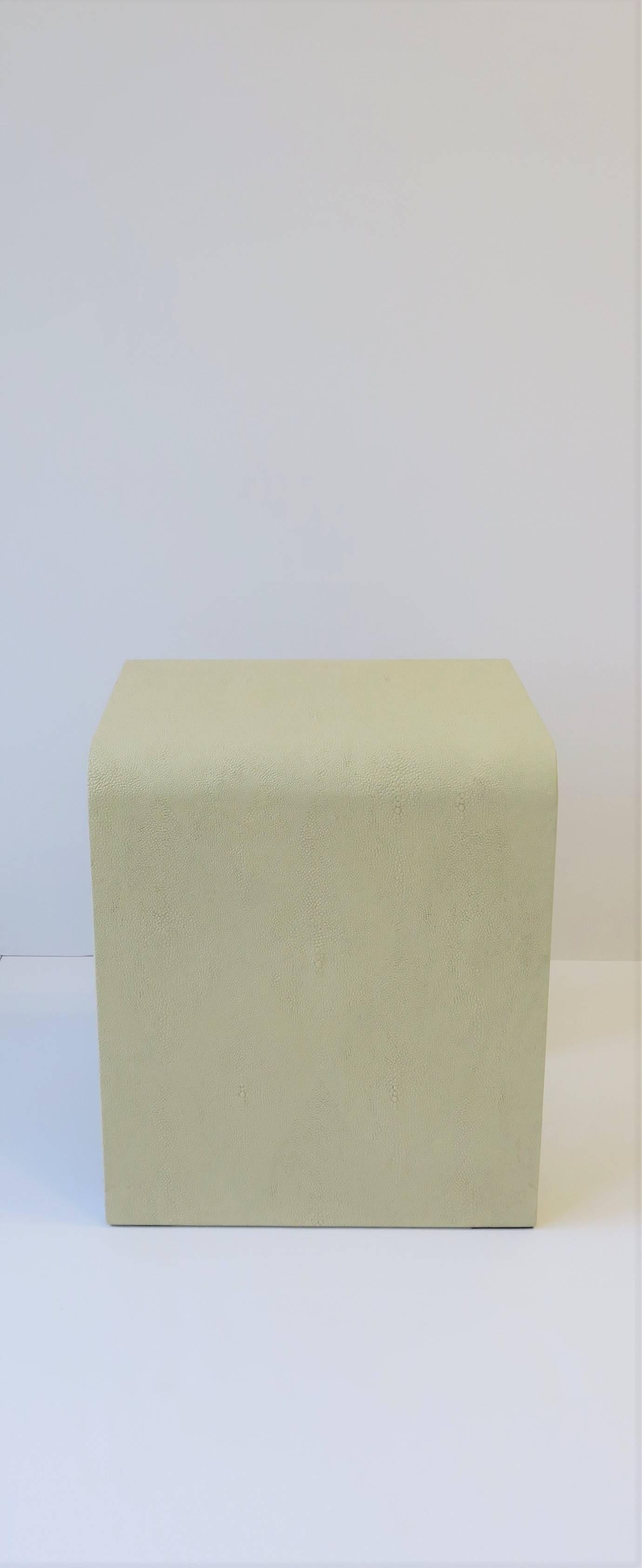 Small Modern Shagreen Side Table with Waterfall Edge 3