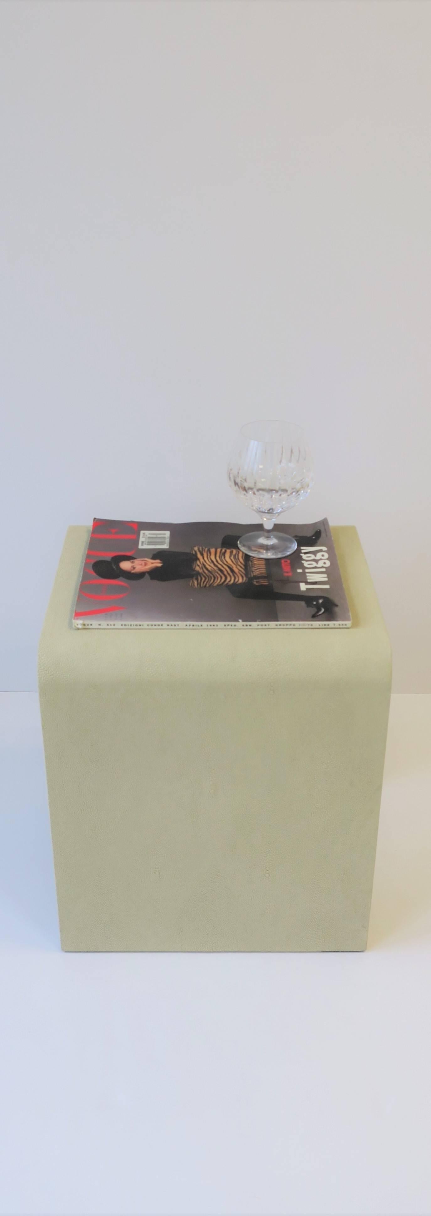 Small Modern Shagreen Side Table with Waterfall Edge 4