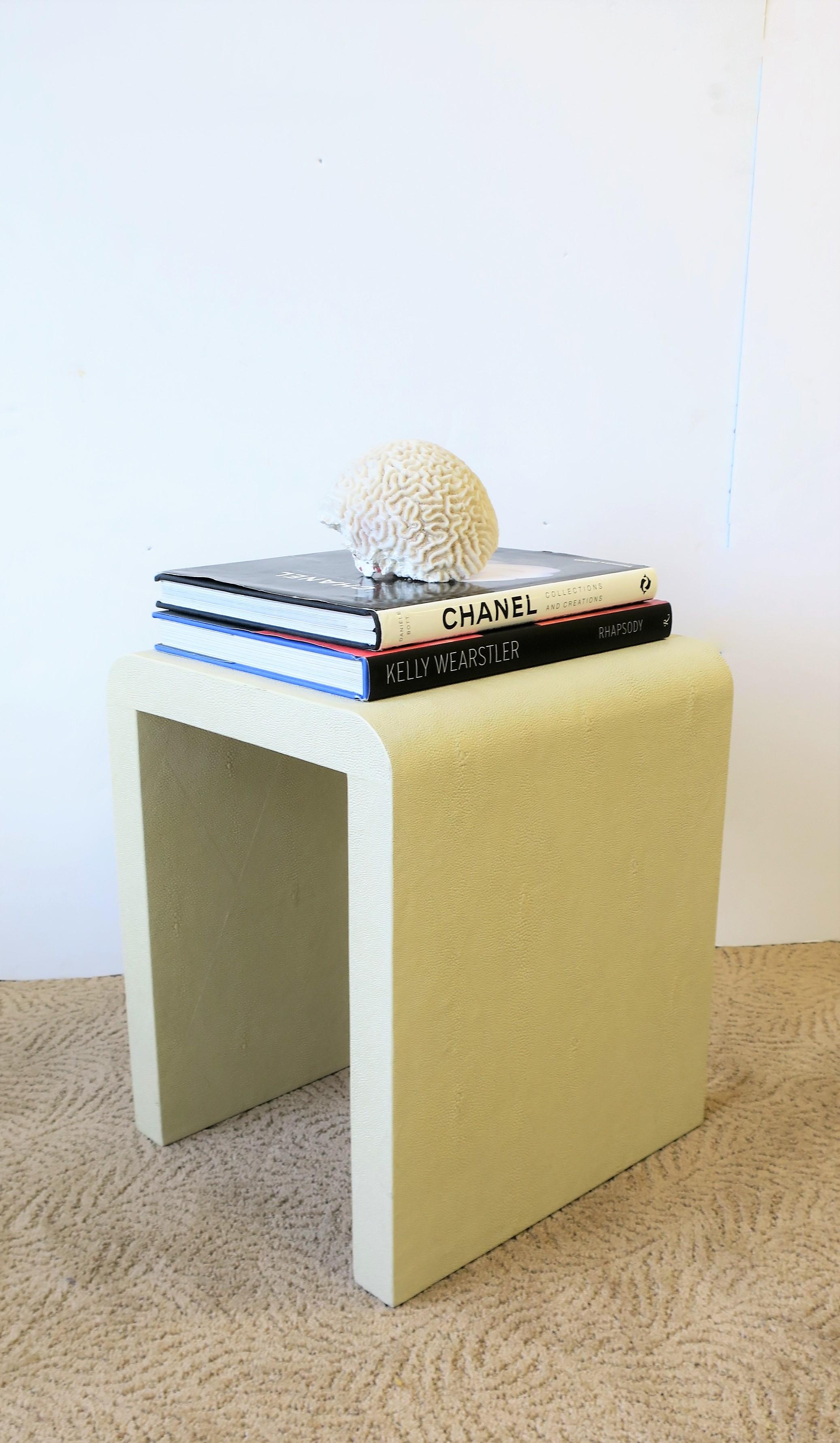 Small Modern Shagreen Side Table with Waterfall Edge 5