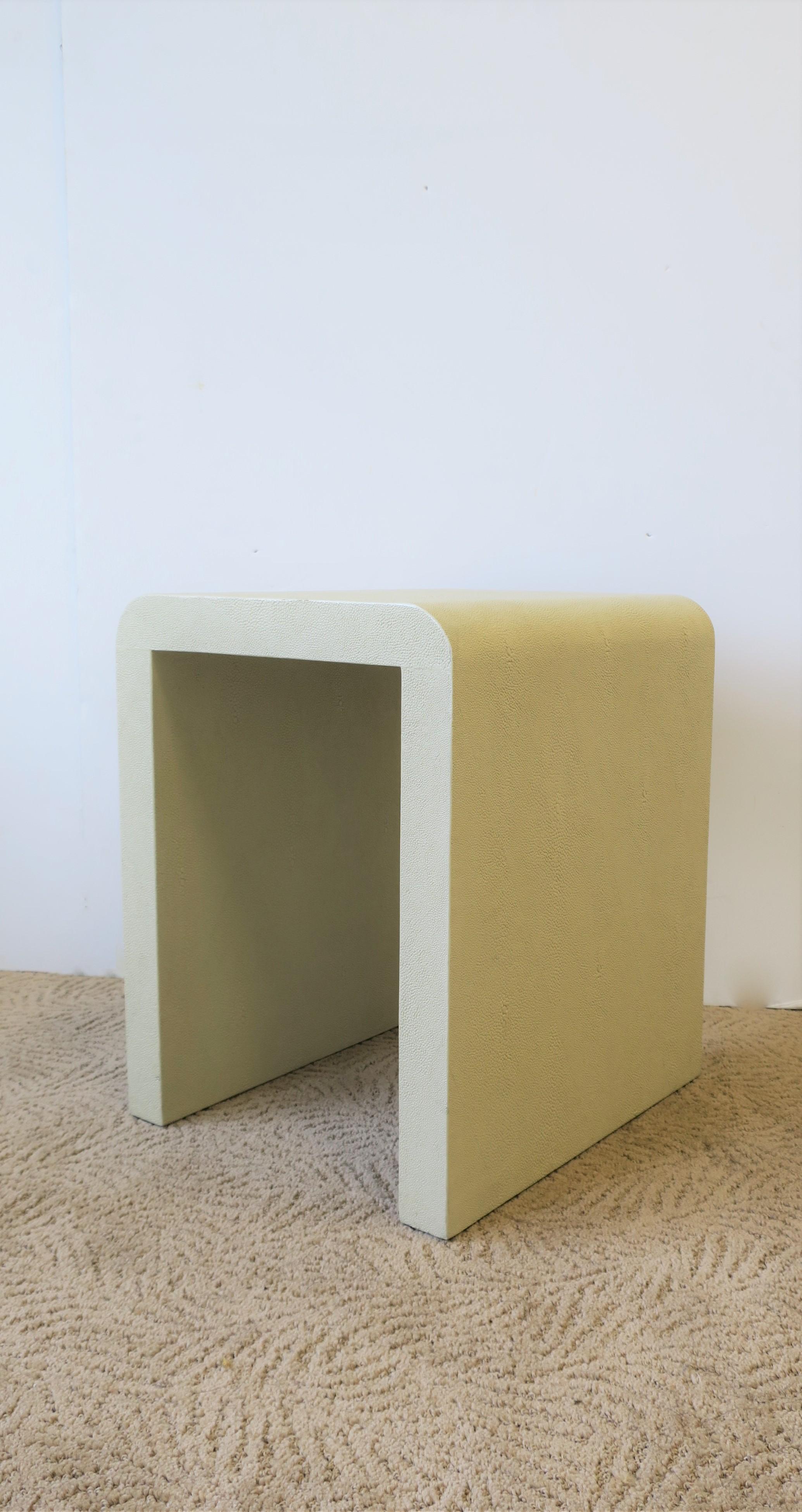 Small Modern Shagreen Side Table with Waterfall Edge 6