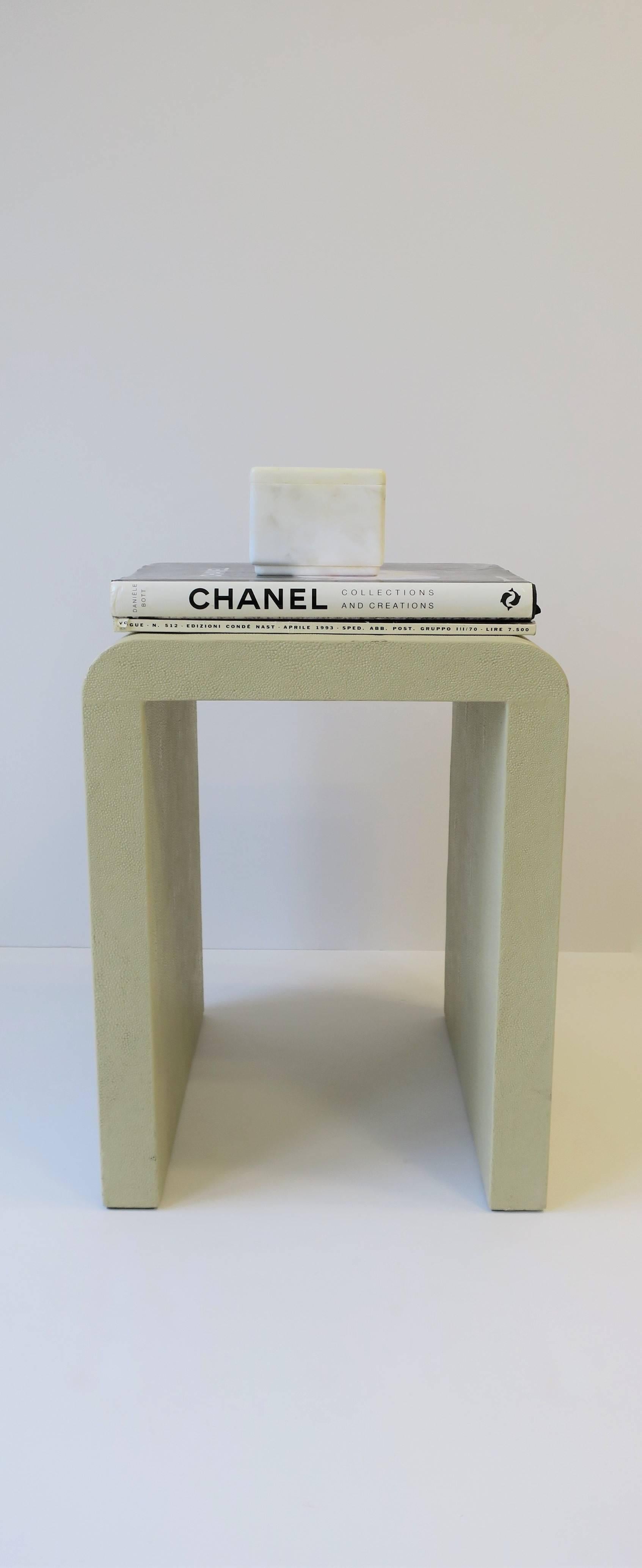 Veneer Small Modern Shagreen Side Table with Waterfall Edge