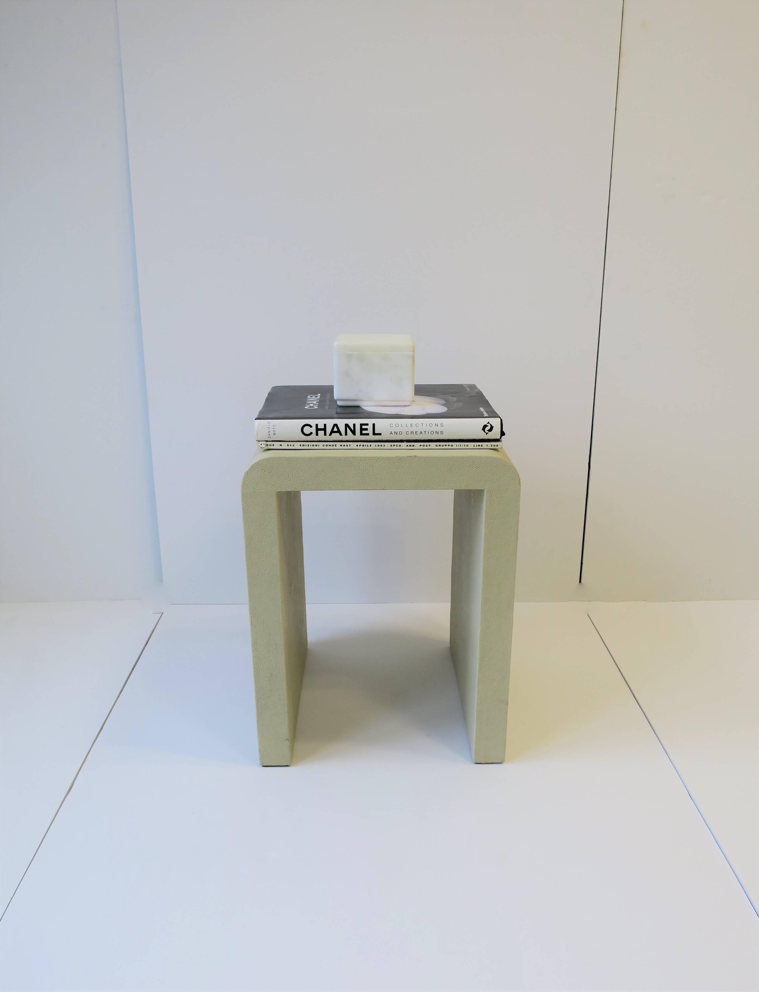 Wood Small Modern Shagreen Side Table with Waterfall Edge