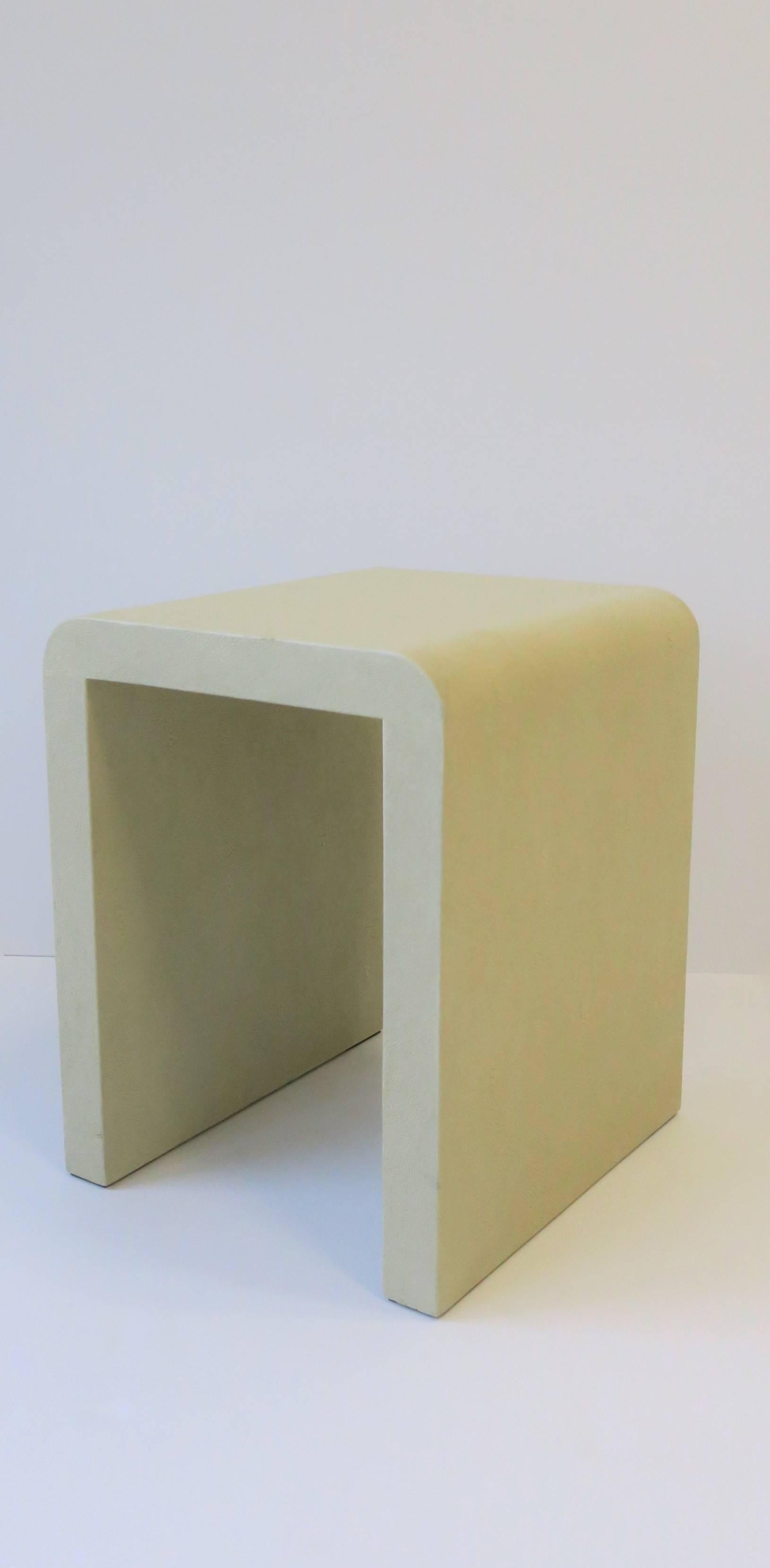 Small Modern Shagreen Side Table with Waterfall Edge 1
