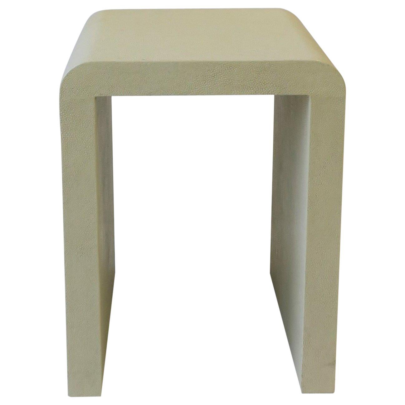 Small Modern Shagreen Side Table with Waterfall Edge