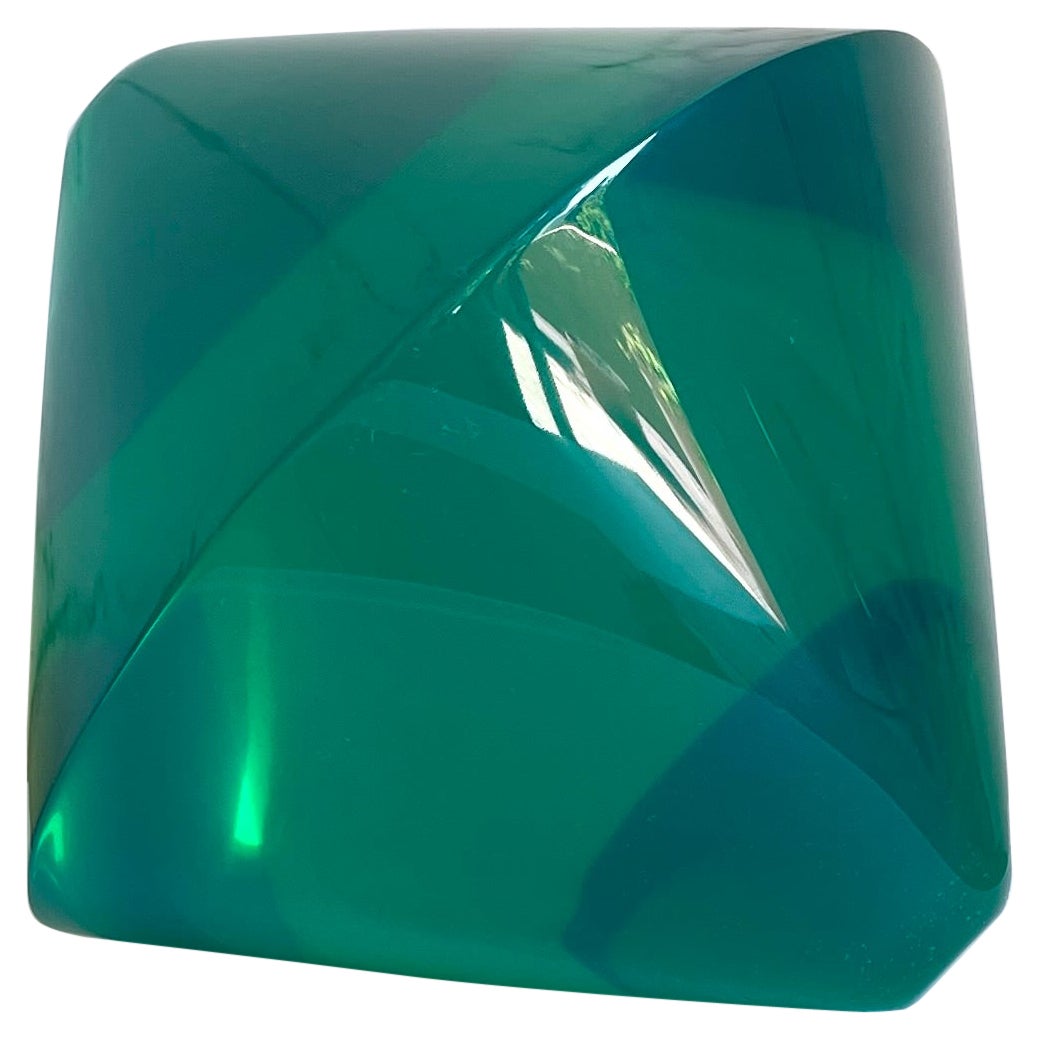 Small Modern Spinning Sculpture in Turquoise Resin by Paola Valle