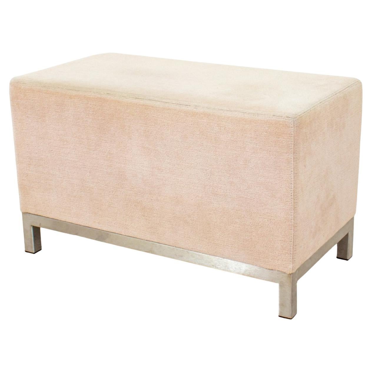Modern Small White Upholstered Ottoman For Sale