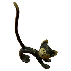 Pequeña Escultura Modernista de Gato de Hierro Fundido de Taxco Mexico