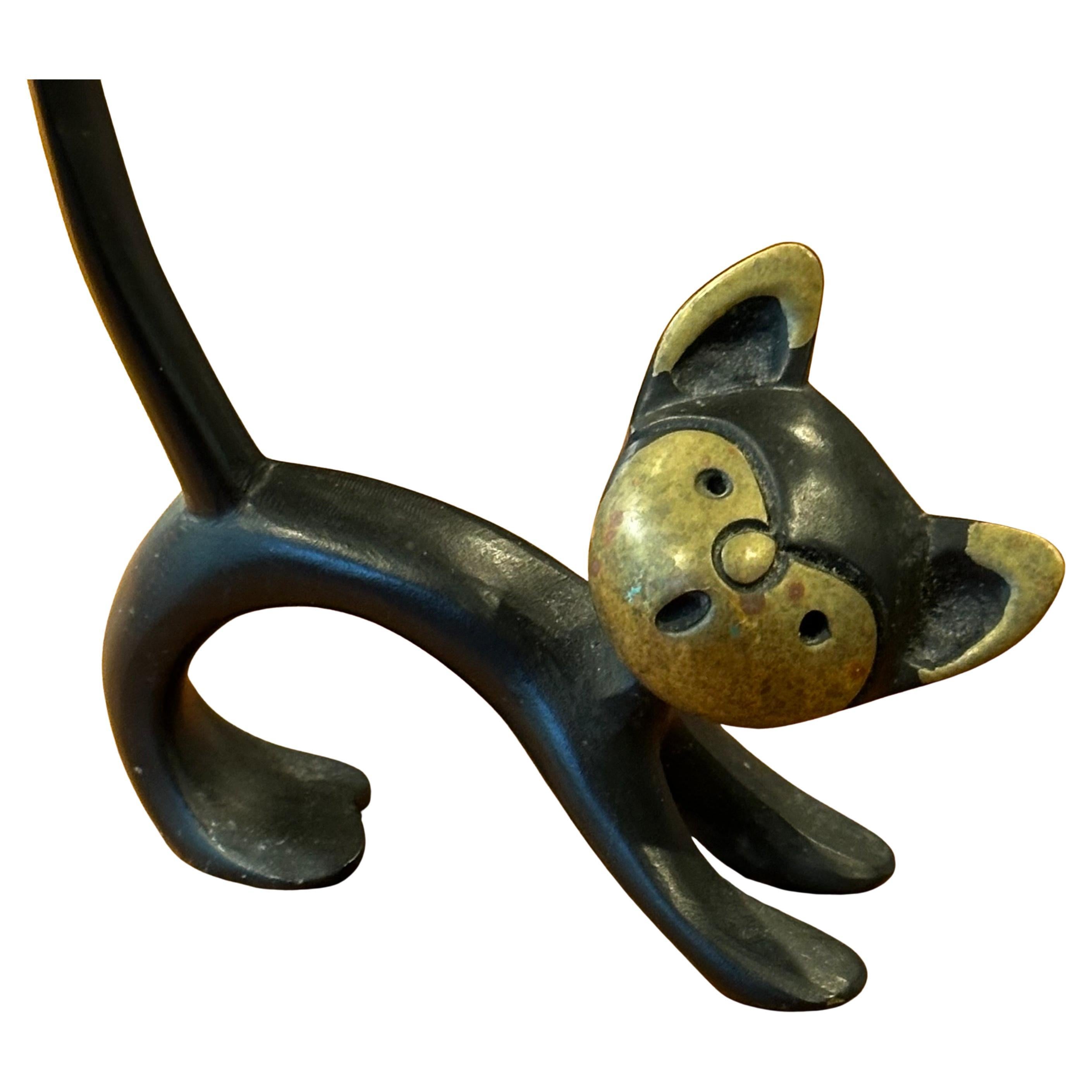 Kleine modernistische Katzenskulptur aus Gusseisen von Taxco Mexico (Moderne der Mitte des Jahrhunderts) im Angebot