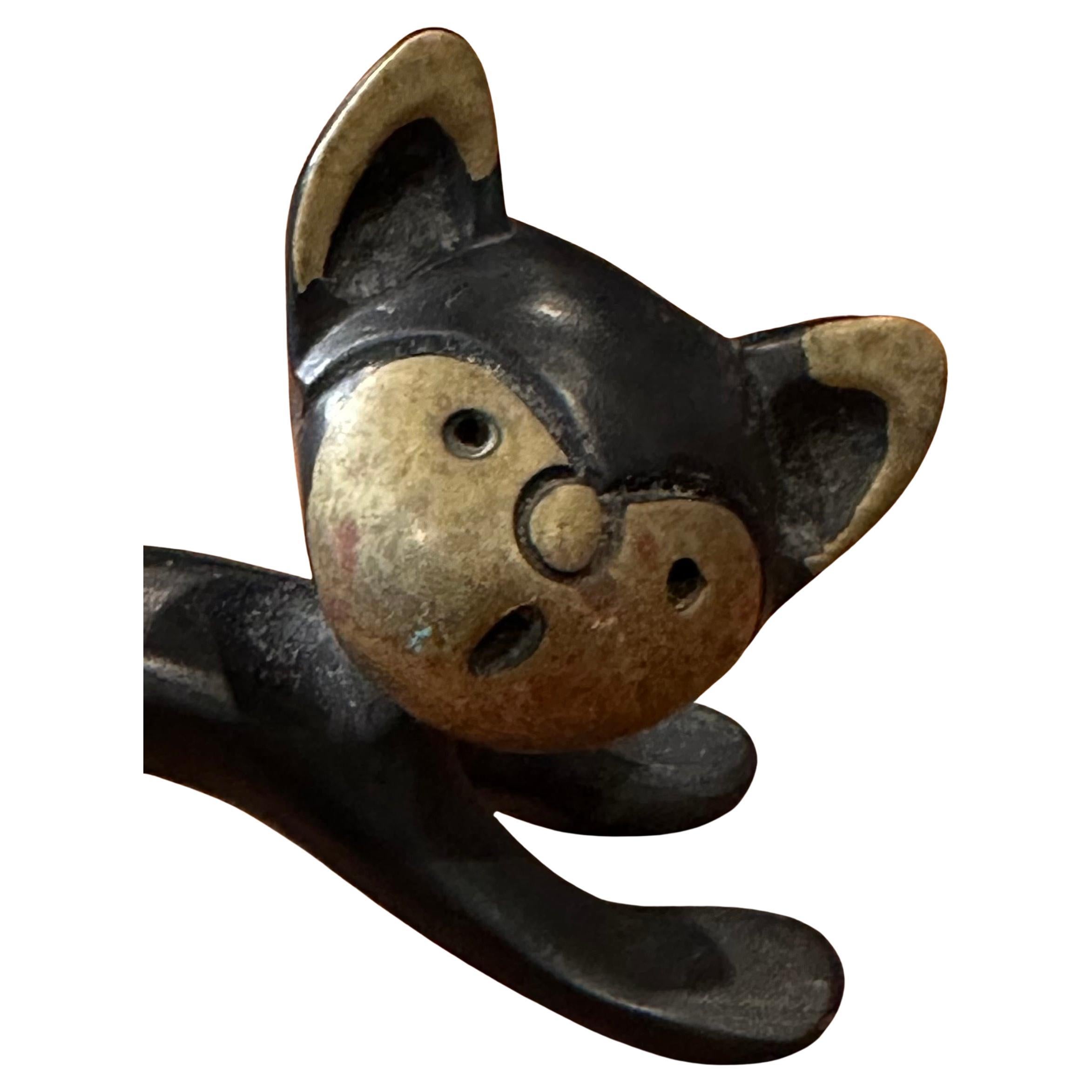 Kleine modernistische Katzenskulptur aus Gusseisen von Taxco Mexico (Mexikanisch) im Angebot