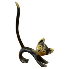 Kleine modernistische Katzenskulptur aus Gusseisen von Taxco Mexico