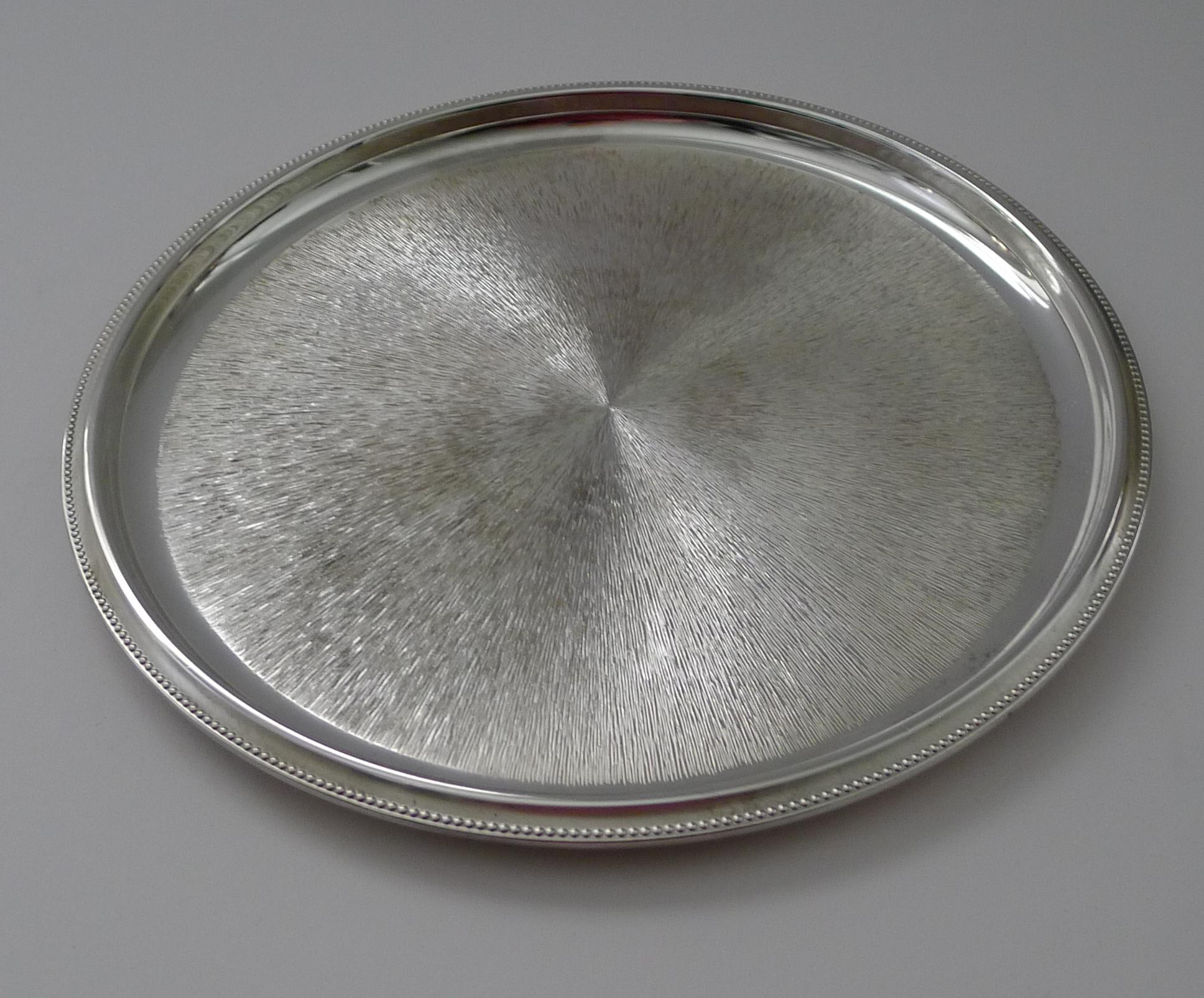 Mid-Century Modern Small Modernist English Silver Plated Cocktail Tray c.1960 For Sale
