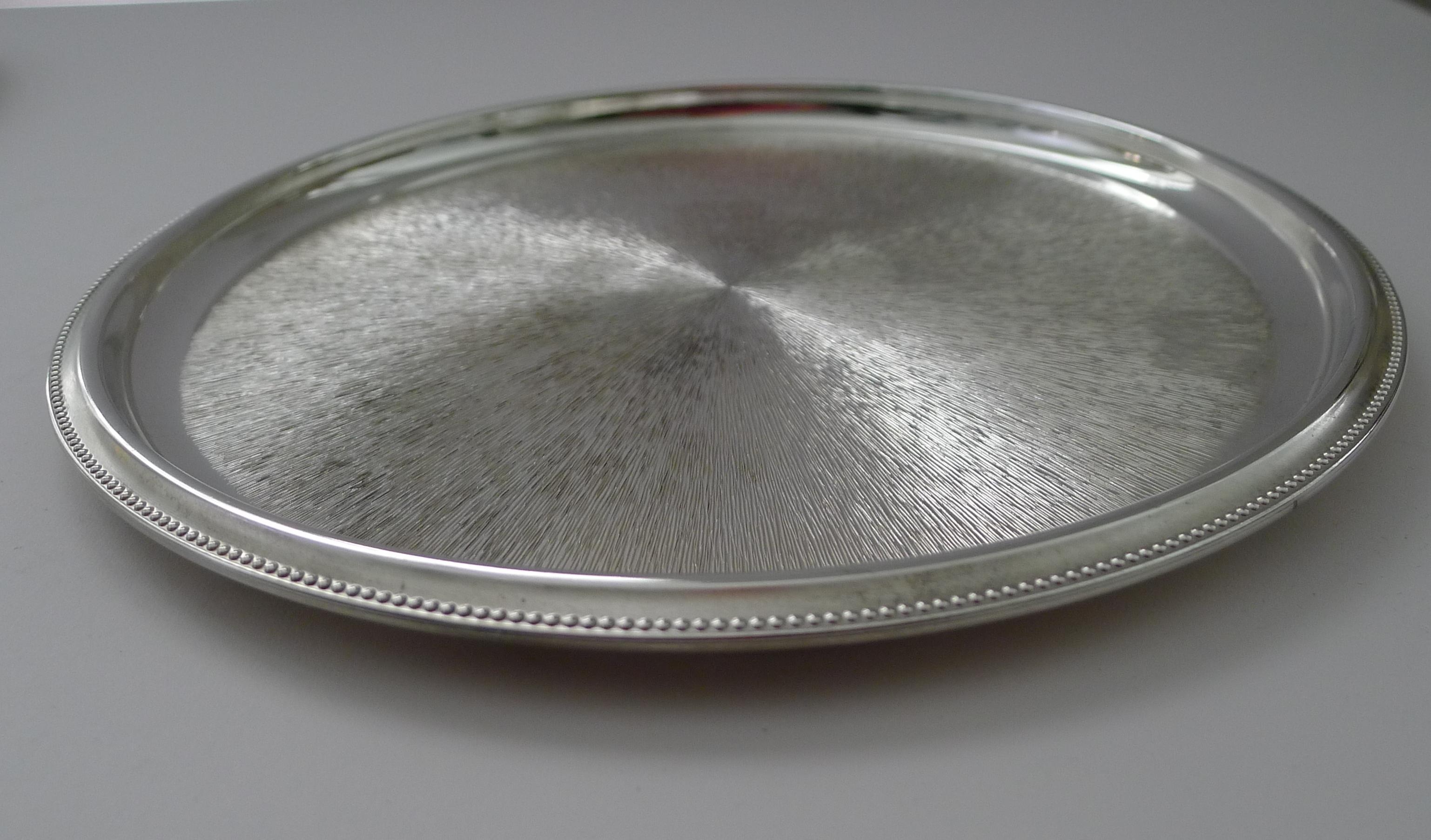 British Small Modernist English Silver Plated Cocktail Tray c.1960 For Sale