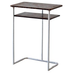 Small Modernist Writing Table, Chromed Steel, Veneered/ Lacquered Wood, Bespoke