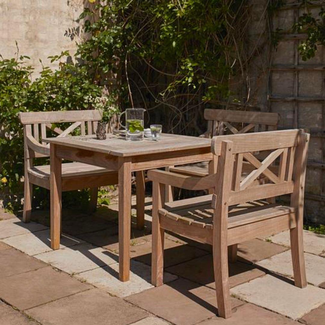 Small Mogens Holmriis outdoor 'Drachmann 86' teak table for Skagerak

Skagerak was founded in 1976 by Jesper and Vibeke Panduro, who took inspiration from their love of Scandinavian design and its rich tradition. The brand emphasizes