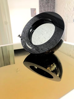 'Small Moon' Round Glass Mirror in Black