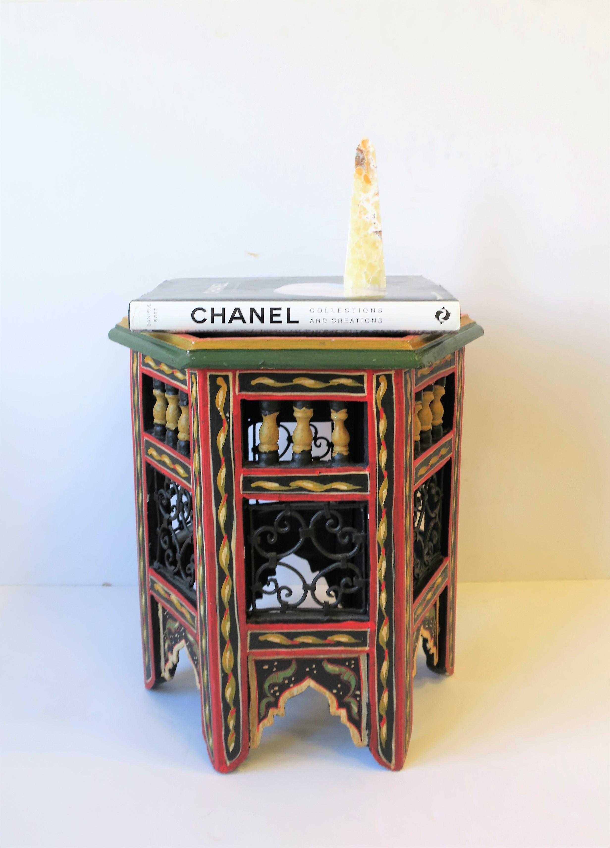 Hand-Painted Moroccan Tabouret Side or Drinks Table