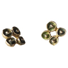 Small Mosaic Stud Earrings in Yellow Bronze by Kirsten Muenster Jewelry