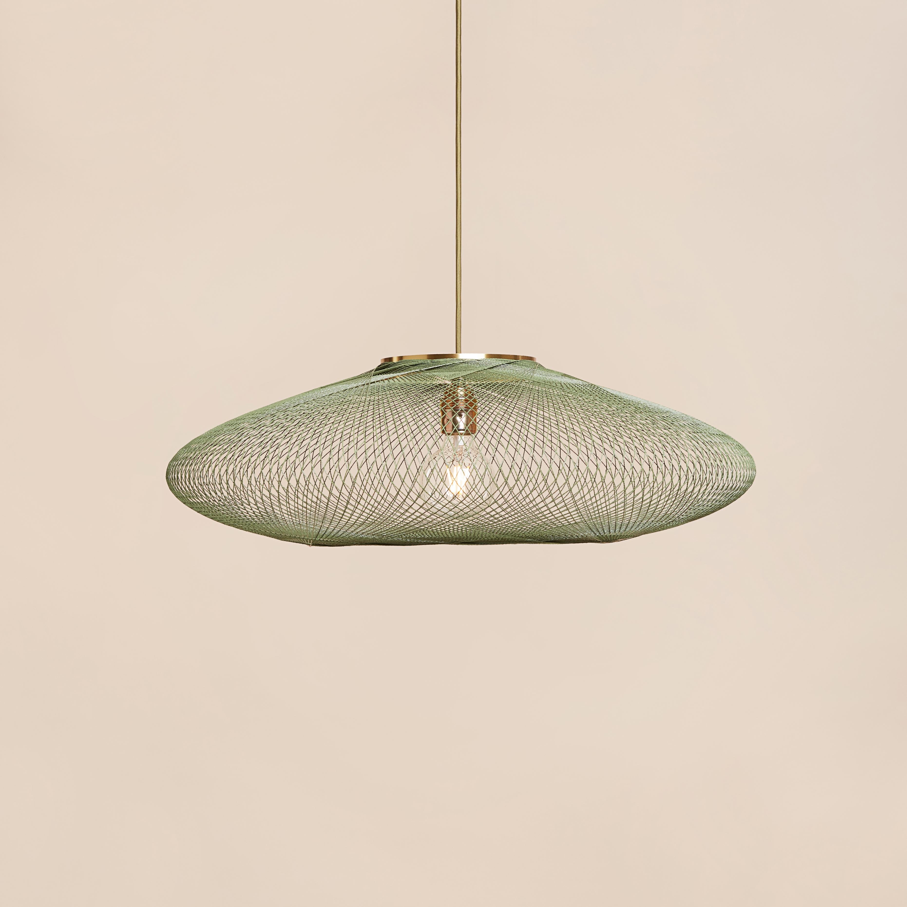 Postmoderno Piccola lampada a sospensione UFO verde muschio di Atelier A Robotiq in vendita