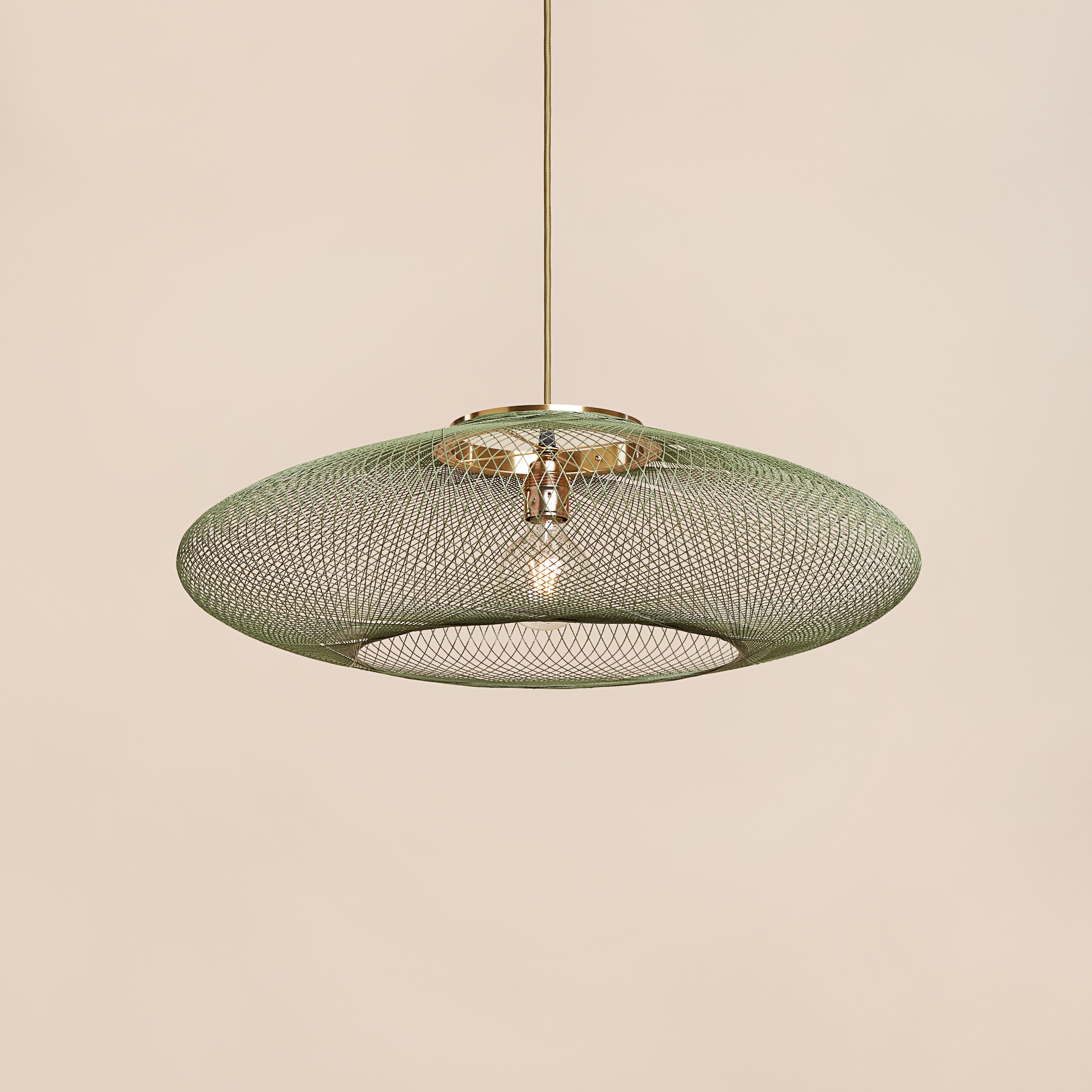 Olandese Piccola lampada a sospensione UFO verde muschio di Atelier A Robotiq in vendita