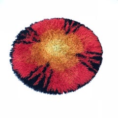 Small Multi-Color Psychedelic Batik High Pile Pop Art Rya Rug, Germany, 1970s