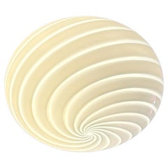 Small Murano Candy Oval Pendant White Swirl D: 35 cm
