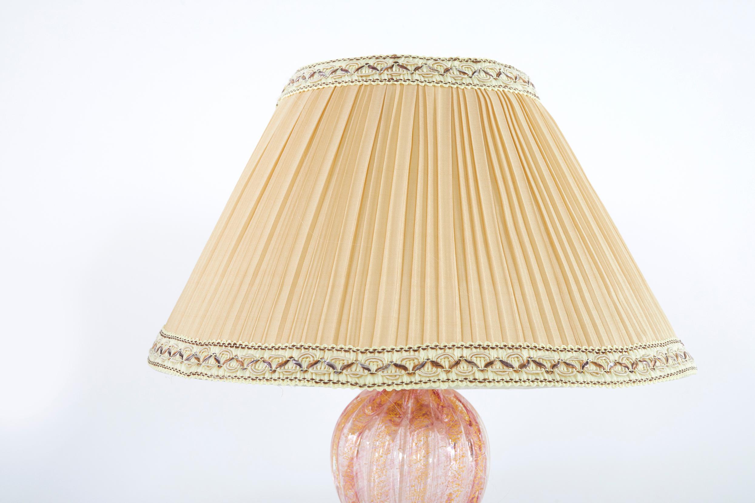 Italian Small Murano Glass / Gold Flecks Table Lamp