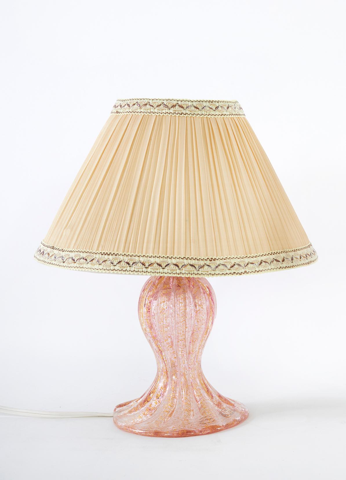 Late 20th Century Small Murano Glass / Gold Flecks Table Lamp