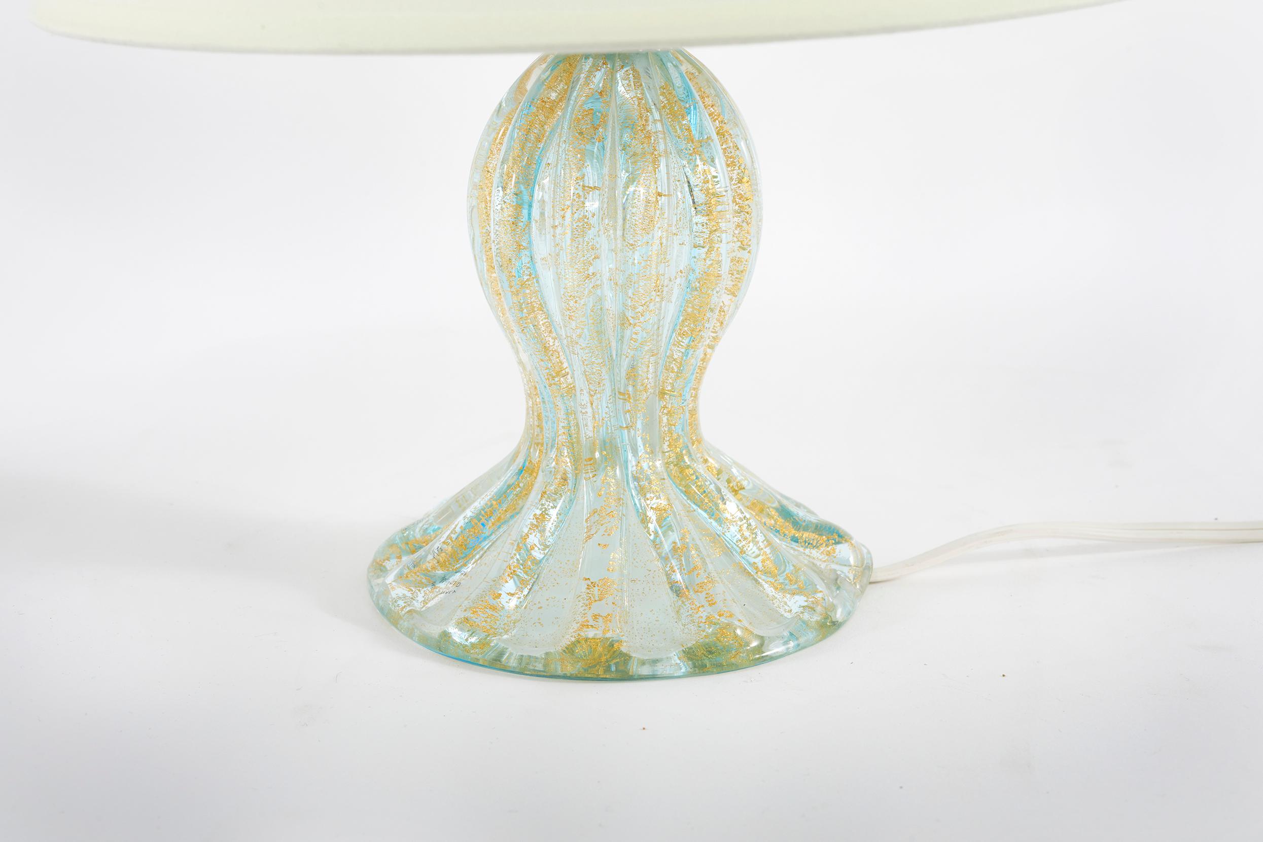 Late 20th Century Small Murano Glass / Gold Flecks Table Lamp