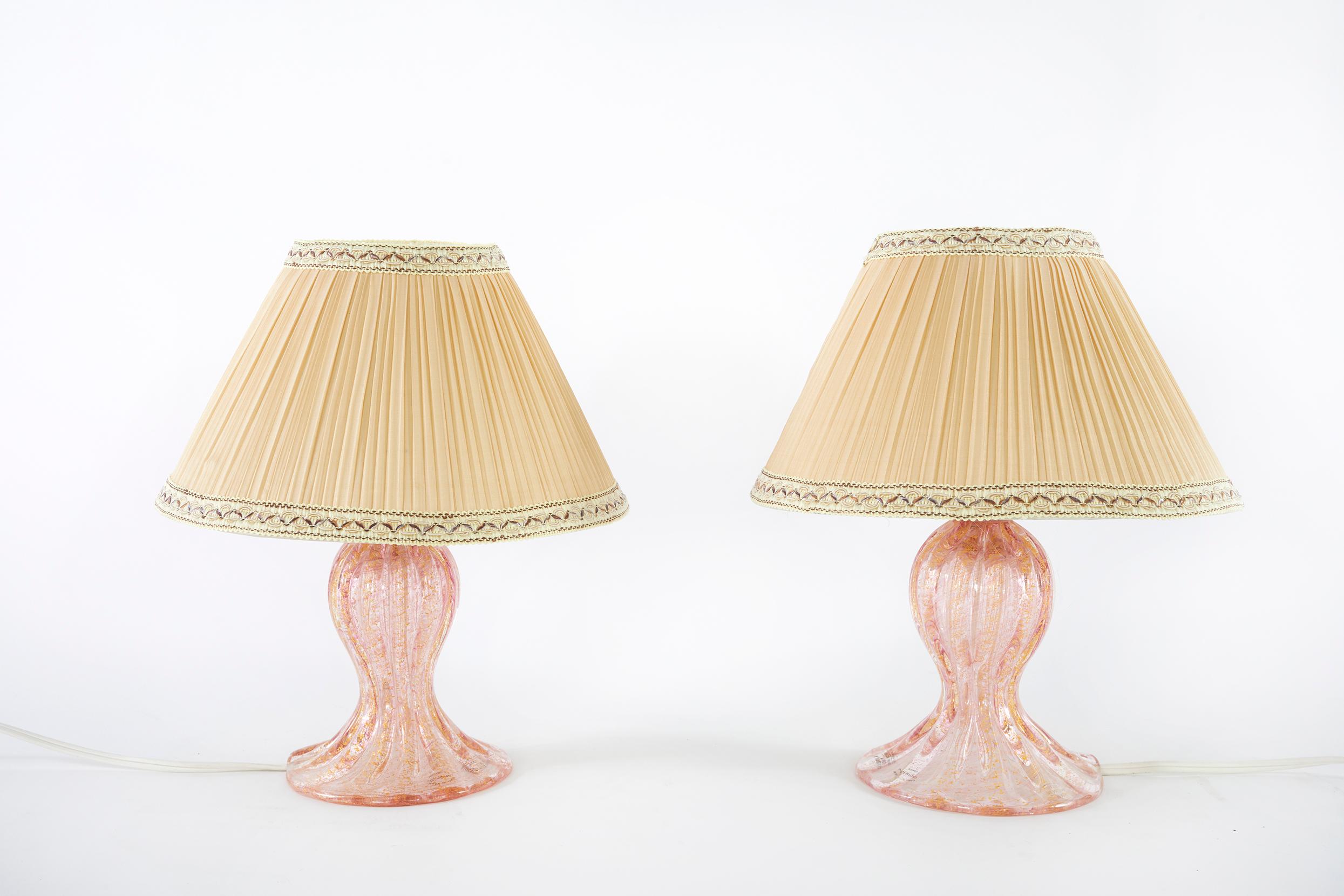 Small Murano Glass / Gold Flecks Table Lamp 2