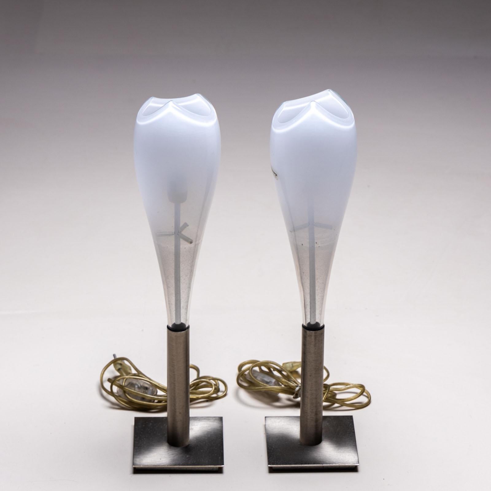Small Murano glass table lamps by AV Mazzega, Italy 1960s For Sale 2