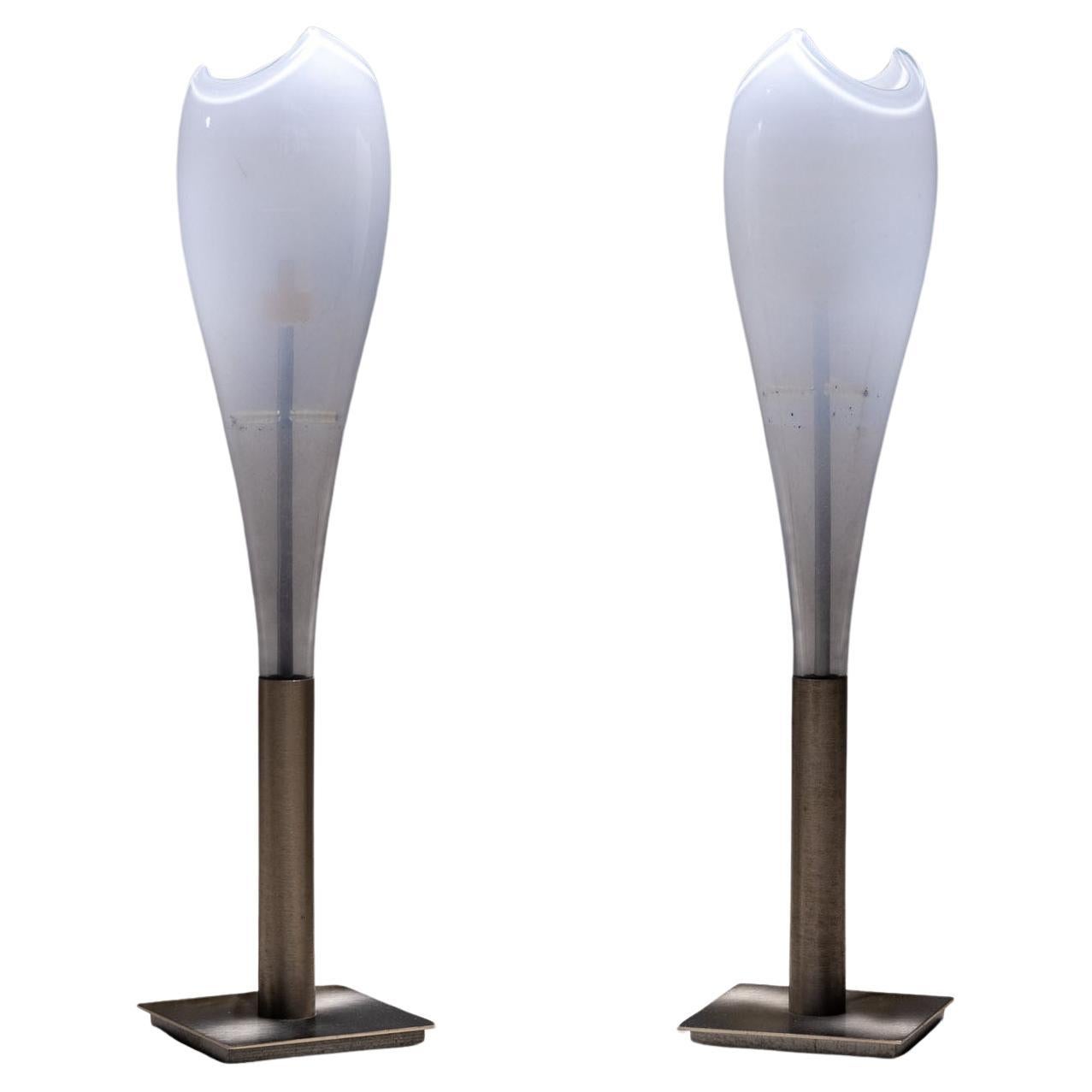 Small Murano glass table lamps by AV Mazzega, Italy 1960s For Sale