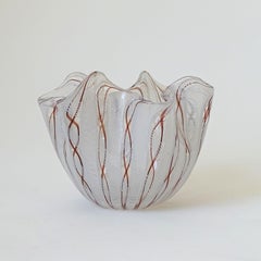 Small Murano Reticello Glass Fazzoletto Vase, Italy 1950s