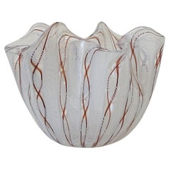 Small Murano Reticello Glass Fazzoletto Vase, Italy 1950s