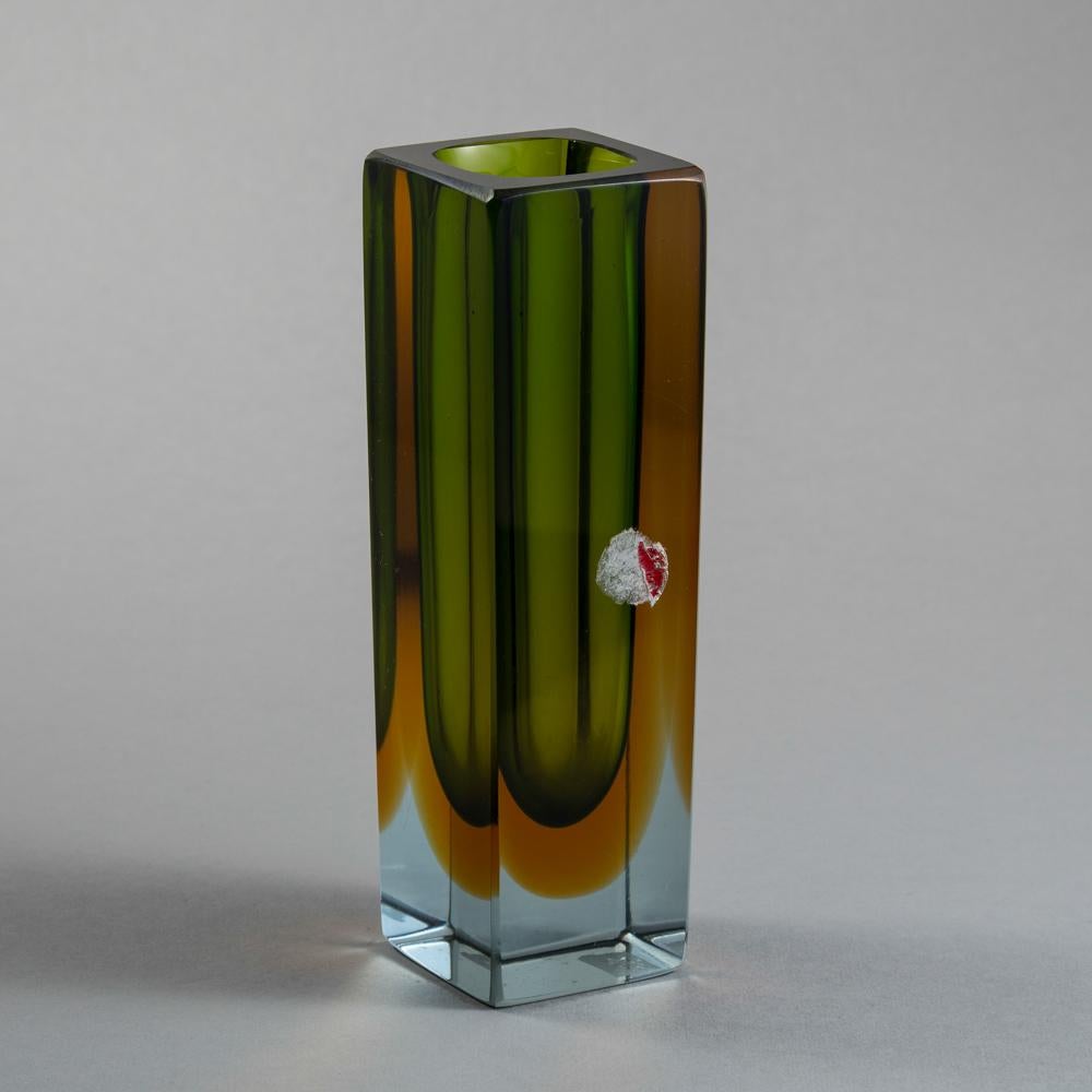 Italian Small Murano Sommerso Glass Vase For Sale