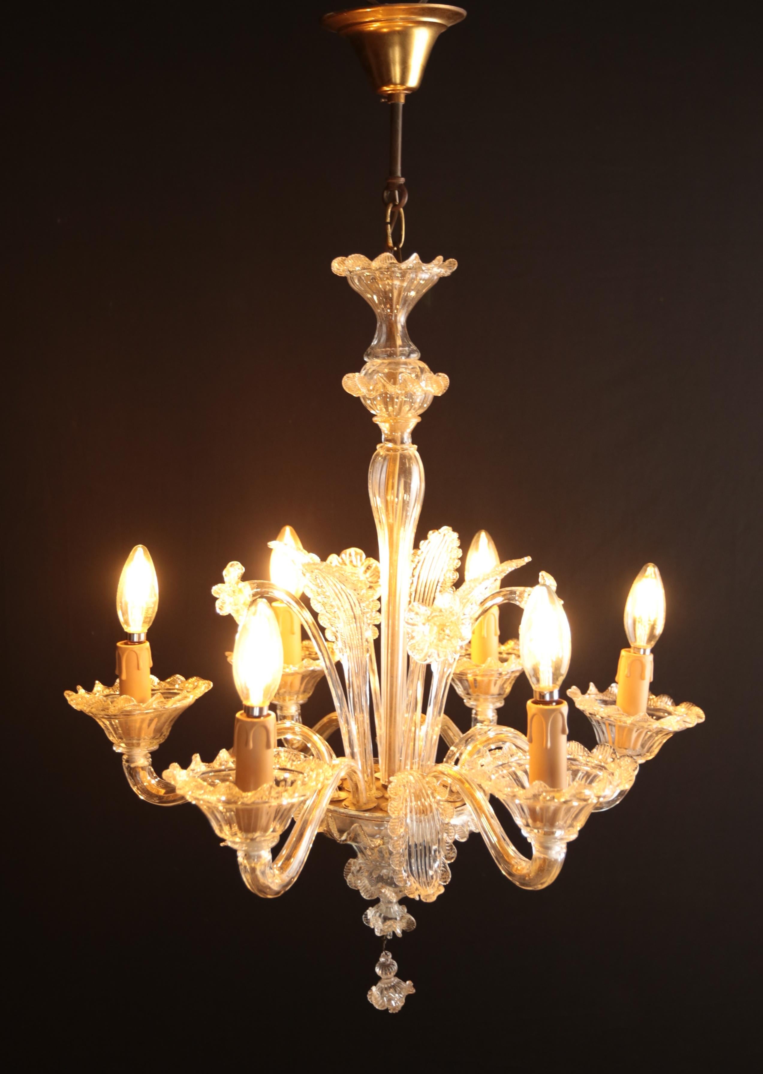 Rococo Small Murano Venetian chandelier For Sale