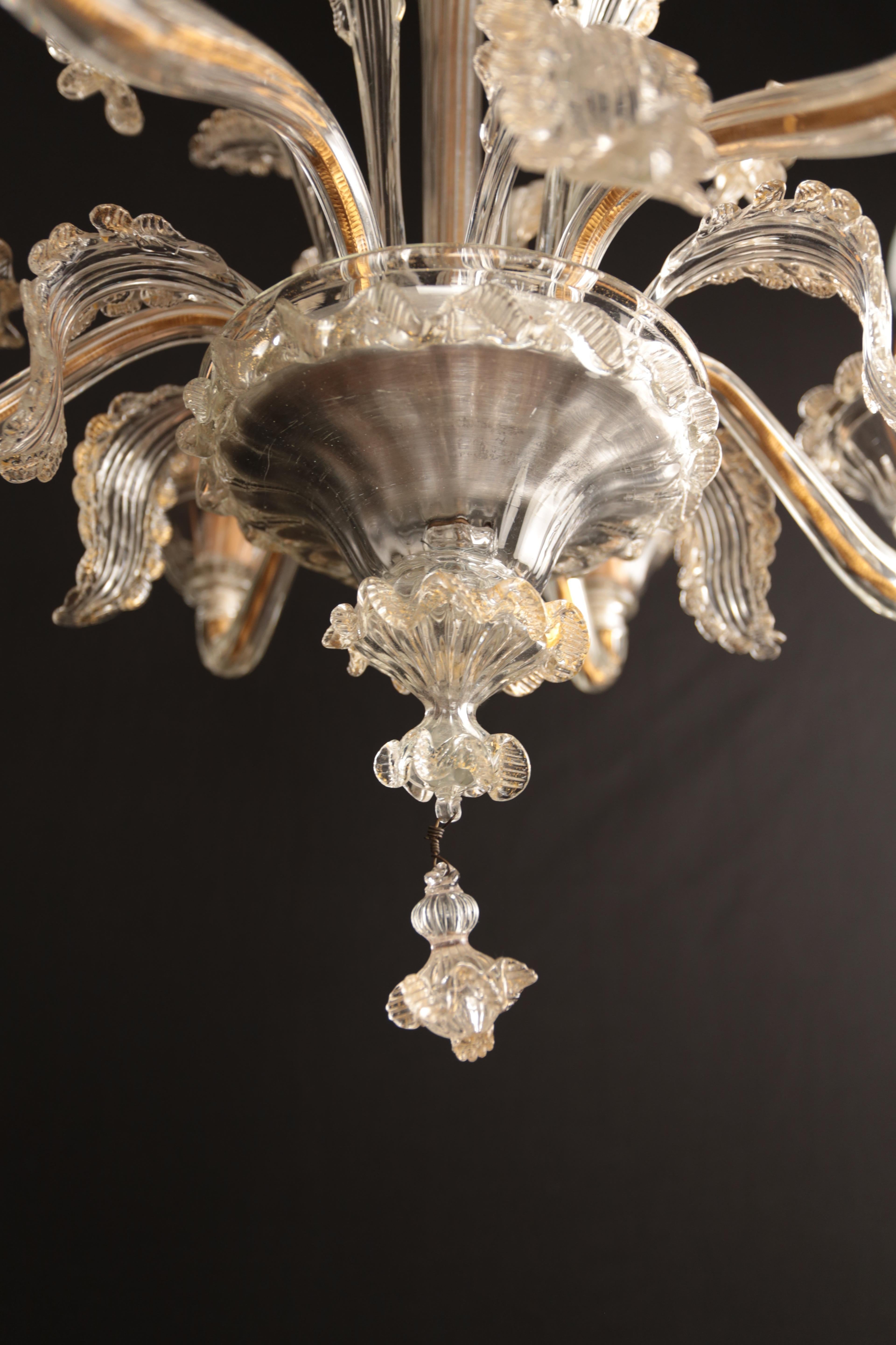 Small Murano Venetian chandelier In Good Condition For Sale In STRAČOV, CZ