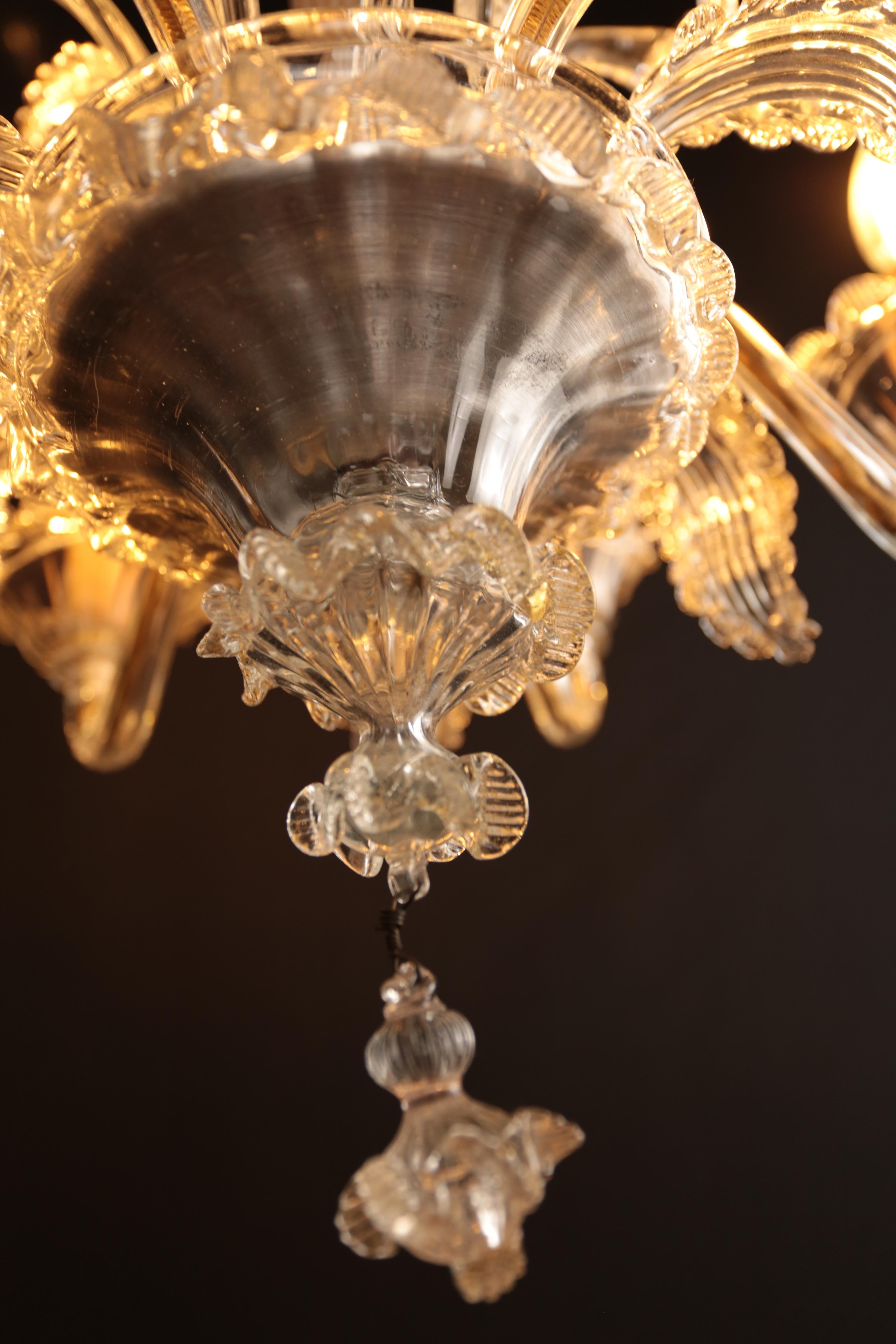 Mid-20th Century Small Murano Venetian chandelier For Sale