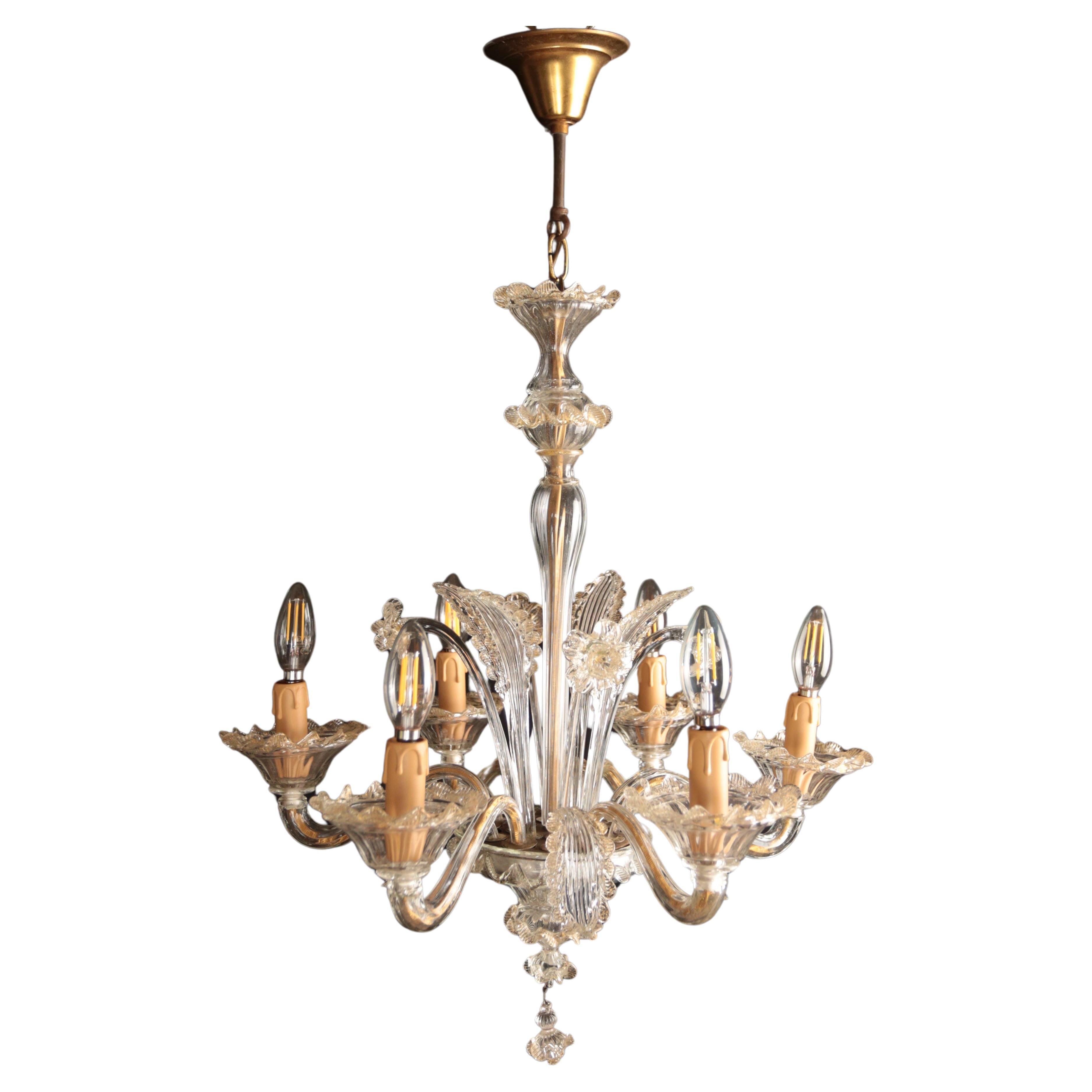 Small Murano Venetian chandelier For Sale